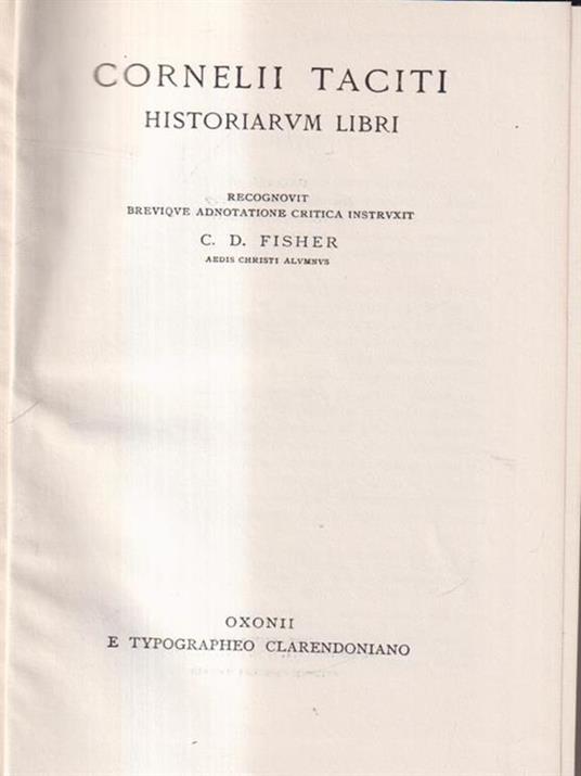 Historiarum libri - P. Cornelio Tacito - copertina