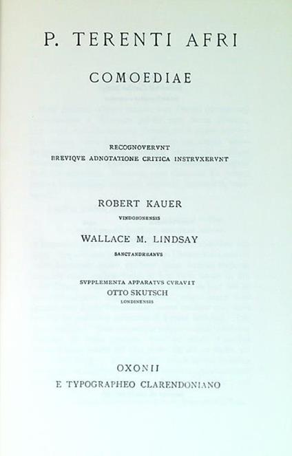 Comoediae - Terenti Afri - copertina