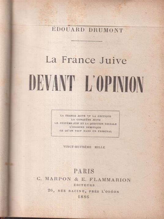 La France juive devant l'opinion / Édouard Drumont