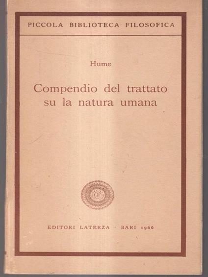 Compendio del trattato sulla natura umana - David Hume - copertina