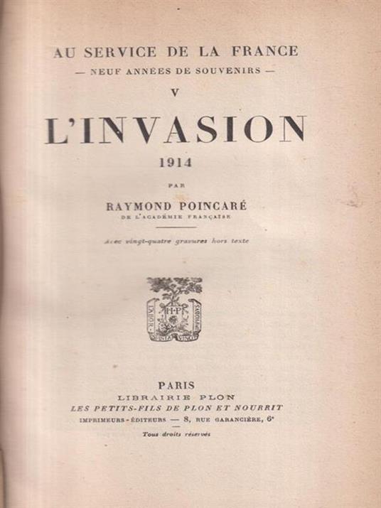 L' Invasion 1914 - Raymond Poincaré - copertina