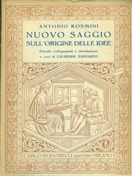 Nuovo saggio sull'origine delle idee - Antonio Rosmini - copertina