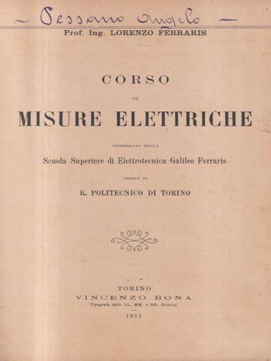 Corso di misure elettriche - Lorenzo Ferraris - copertina