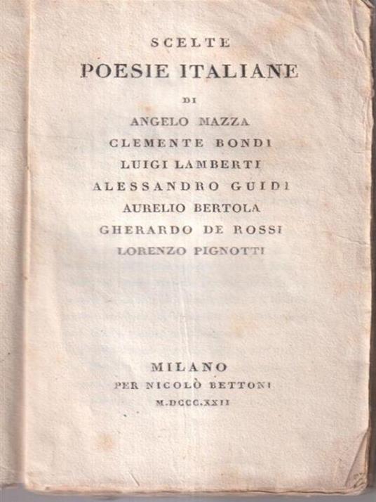 Poesie italiane scelte: Mazza, Bondi, Lamberti - copertina