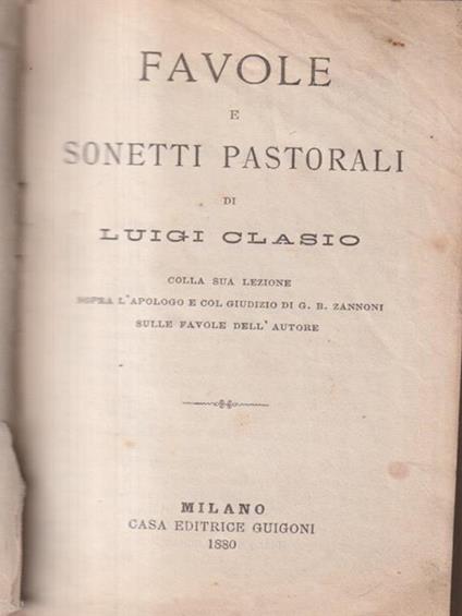 Favole e sonetti pastorali - Luigi Clasio - copertina
