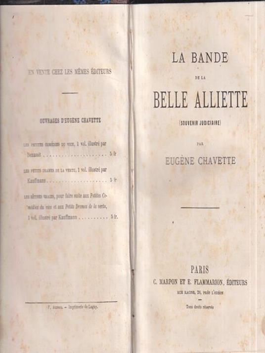 La bande de la Belle Alliette - copertina