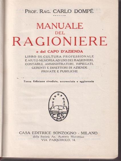 Manuale del ragioniere - Carlo Dompé - copertina