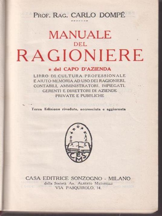 Manuale del ragioniere - Carlo Dompé - copertina