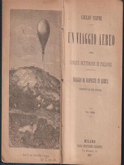 Un viaggio aereo ossia cinque settimane in pallone - Jules Verne - copertina