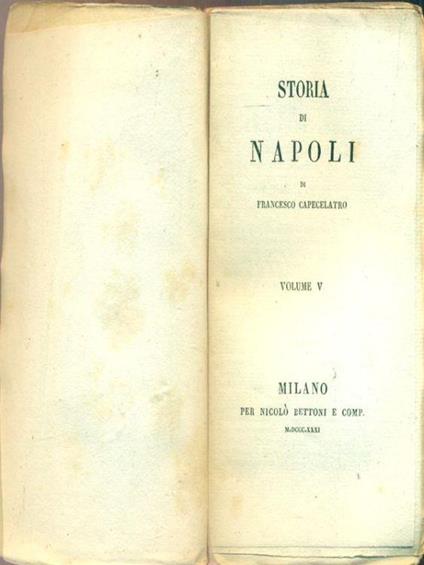 Storia di Napoli. Volume V - Francesco Capecelatro - copertina
