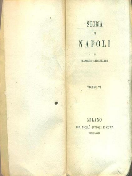 Storia di Napoli. Volume VI - Francesco Capecelatro - copertina