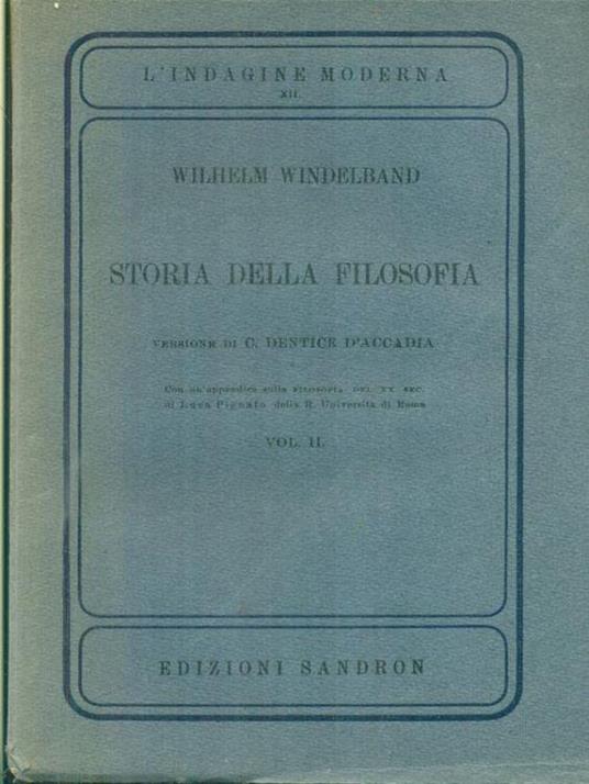 Storia della filosofia 2vv - Wilhelm Windelband - copertina
