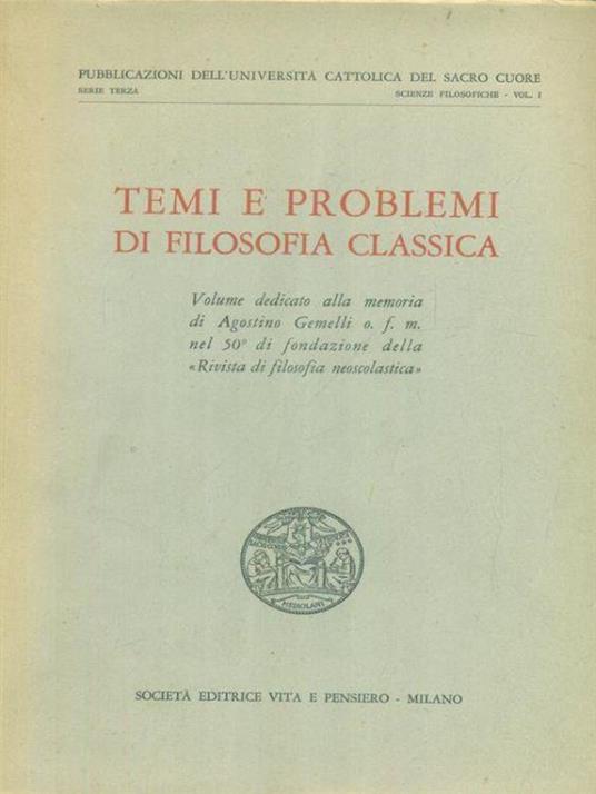 Temi e problemi di filosofia classica - copertina