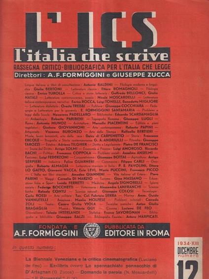 L' ICS. L'italia che scrive n. 12 dicembre 1934 - A. Formiggini - copertina