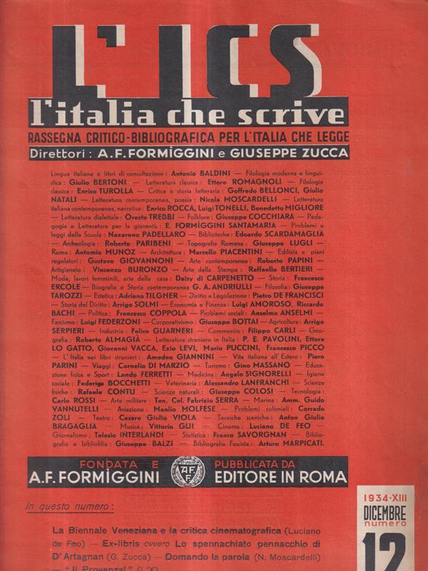 L' ICS. L'italia che scrive n. 12 dicembre 1934