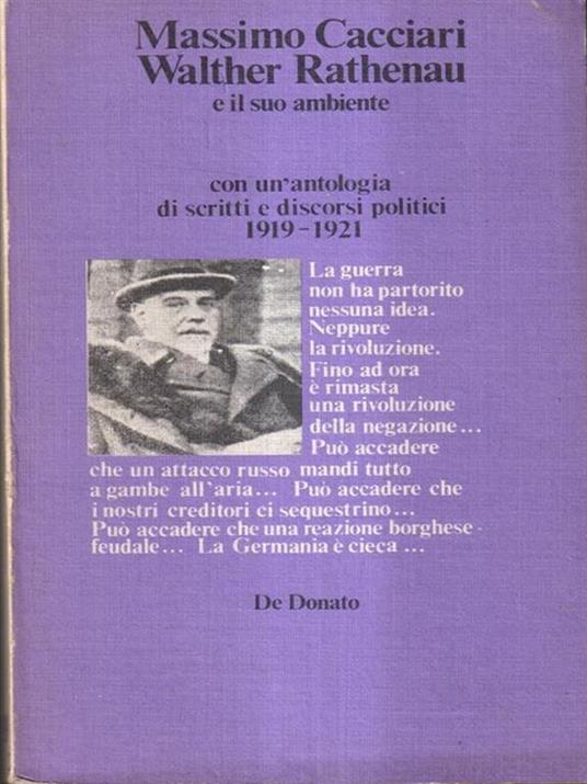 Walther Rathenau e il suo ambiente - Massimo Cacciari - copertina