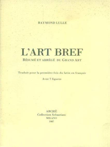 L' art bref - Raymond Lulle - copertina