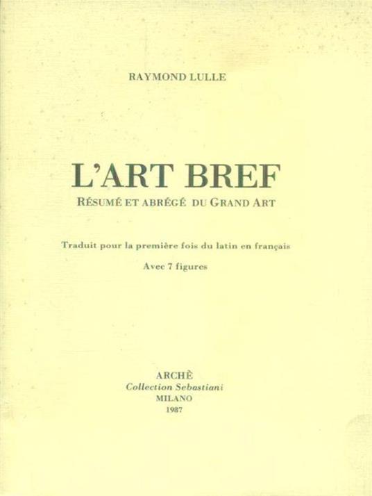 L' art bref - Raymond Lulle - copertina