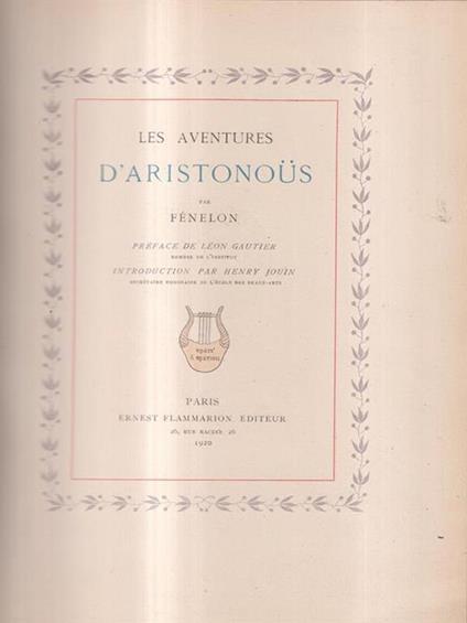Les aventures d'Aristonous - François Fénelon - copertina
