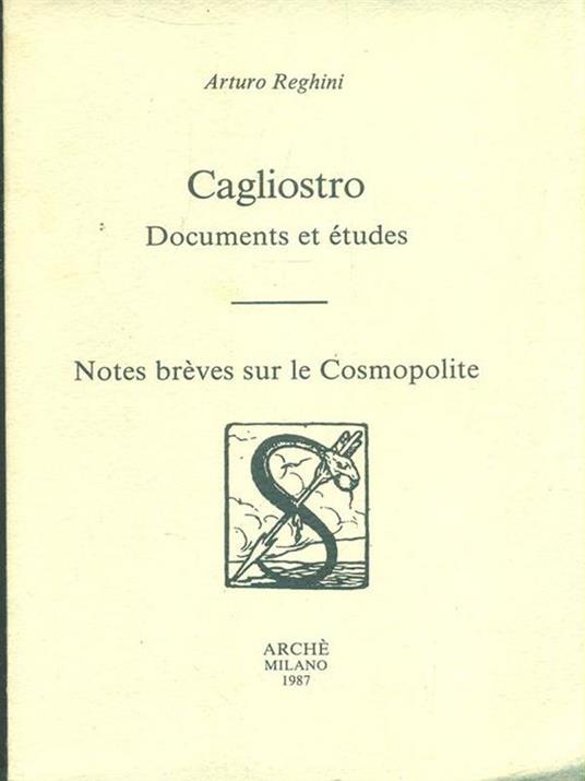 Cagliostro. Documents et études - Arturo Reghini - copertina