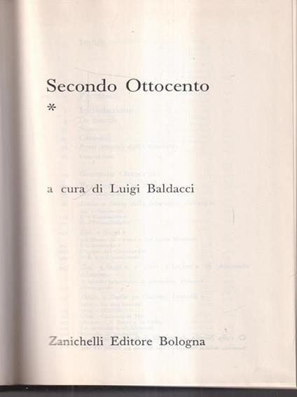 Secondo ottocento. Vol I - L. Baldacci - copertina