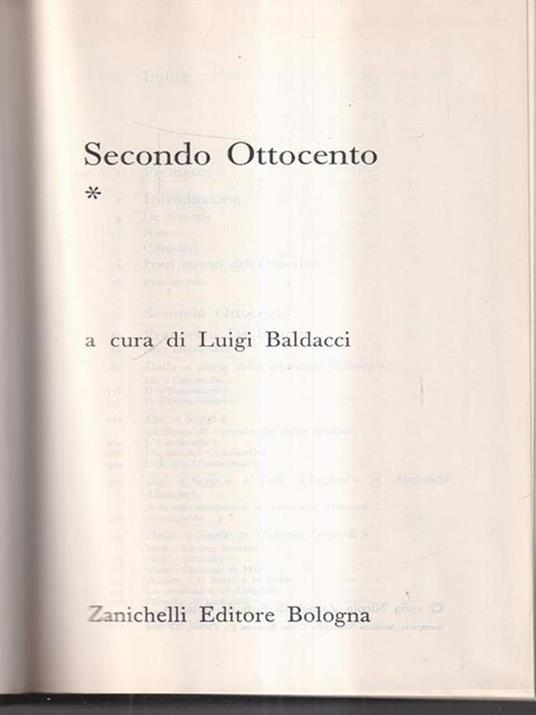 Secondo ottocento. Vol I - L. Baldacci - copertina
