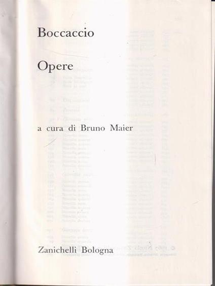 Opere - Giovanni Boccaccio - copertina