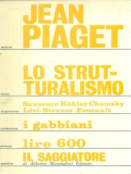 Lo strutturalismo - Jean Piaget - copertina