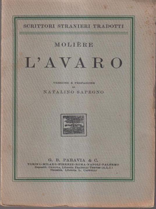 L' avaro - Molière - copertina