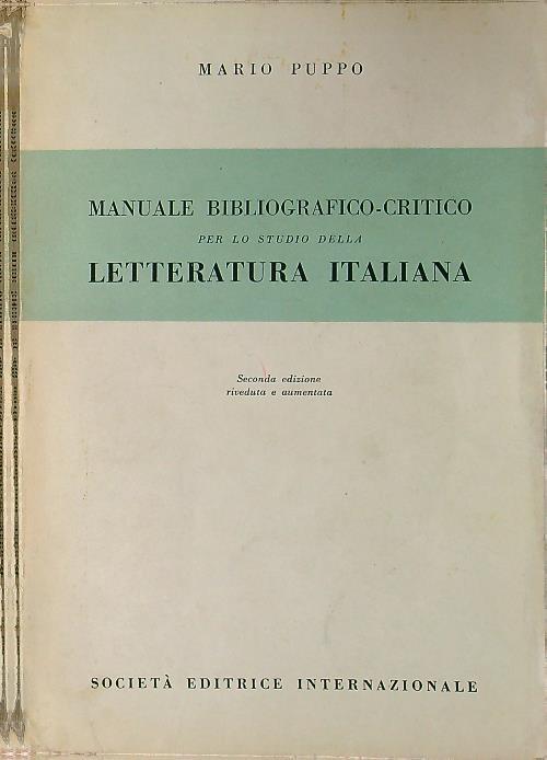 Manuale bibliografico-critico per lo studio della letteratura italiana