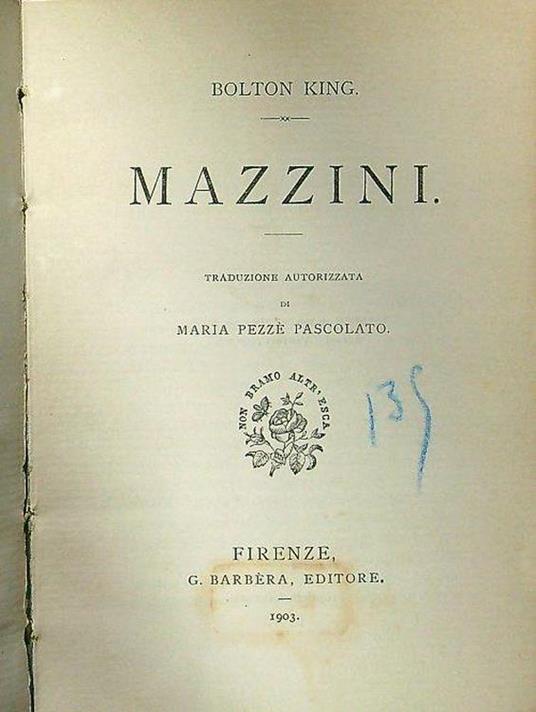 Mazzini - Bolton King - copertina