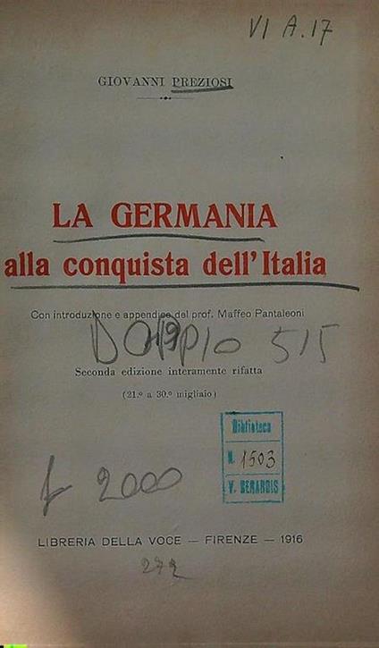 La Germania alla conquista dell'Italia - Giovanni Preziosi - copertina