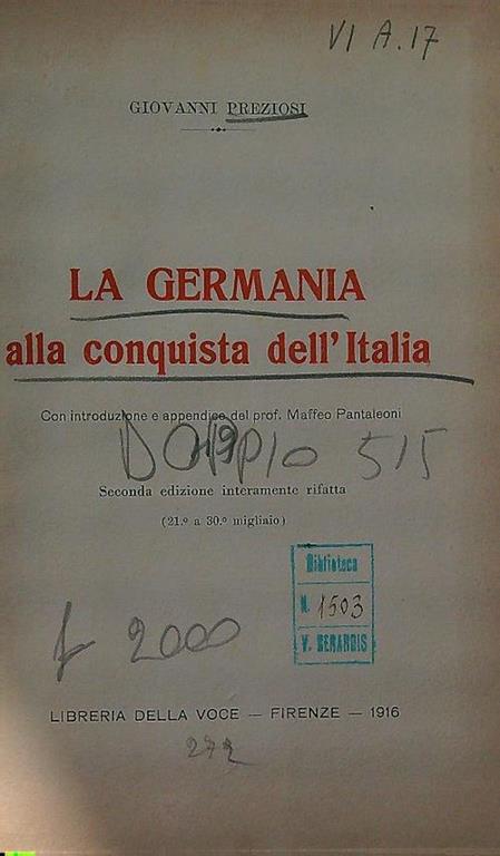 La Germania alla conquista dell'Italia - Giovanni Preziosi - copertina