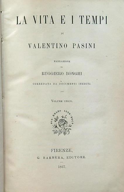 La vita e i tempi - Valentino Pasini - copertina