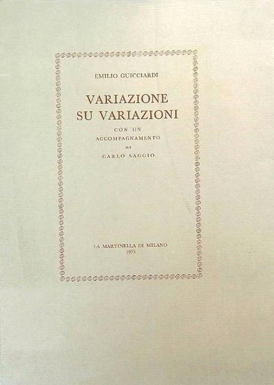 Variazione su variazioni - Emilio Guicciardi - copertina