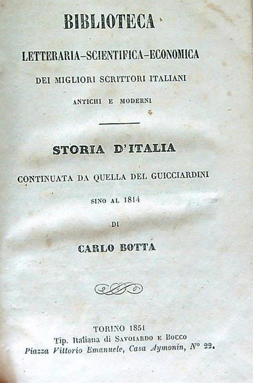 Storia d'Italia vol 1 - Carlo Botta - copertina