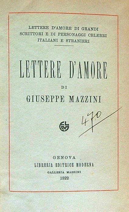 Lettere d'amore - Giuseppe Mazzini - copertina