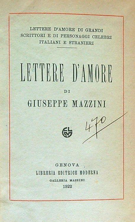 Lettere d'amore - Giuseppe Mazzini - copertina