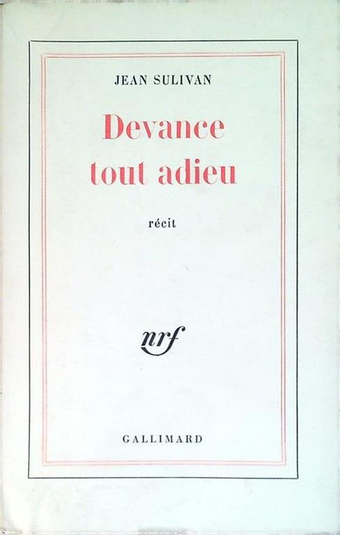 Devance tout adieu - Jean Sulivan - copertina