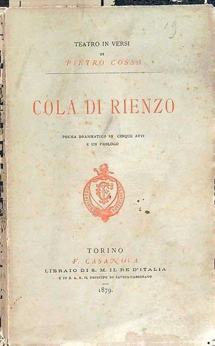 Cola di Rienzo - Pietro Cossa - copertina