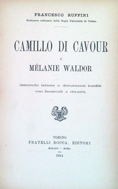 Camillo di Cavour e Melanie Waldor - Francesco Ruffini - copertina