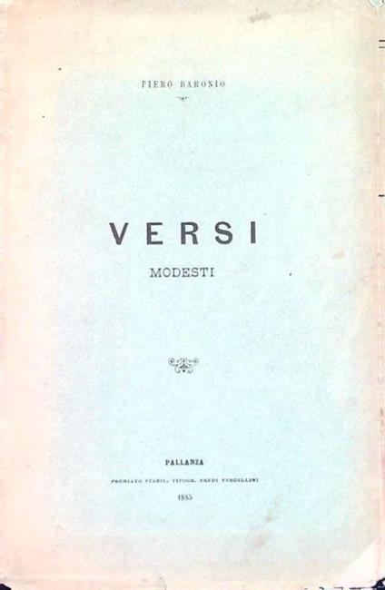 Versi modesti - Piero Baronio - copertina