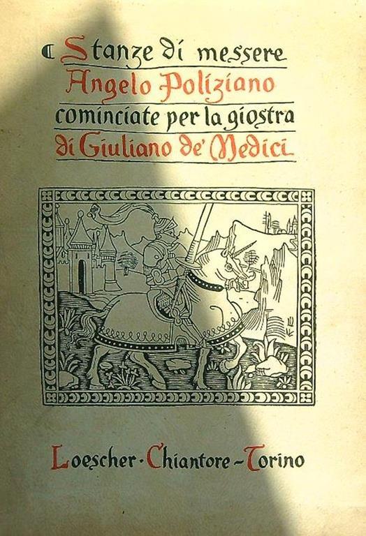 Stanze cominciate per la giostra di giuliano de medici - Angelo Poliziano - copertina