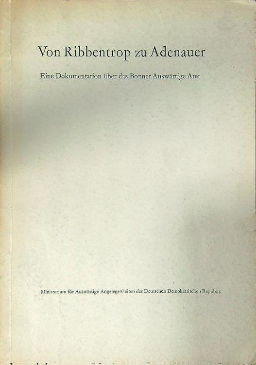 Von Ribbentrop zu Adenauer - copertina