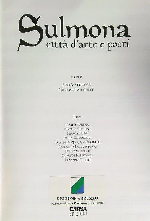 Sulmona città d'arte e poeti - Enzo Mattiocco - copertina