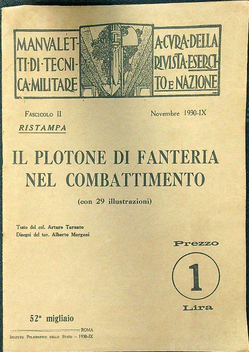Il plotone di fanteria nel combattimento. Novembre 1930-IX, fascicolo II - copertina