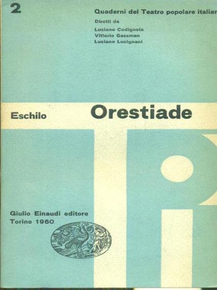 Orestiade - Eschilo - copertina