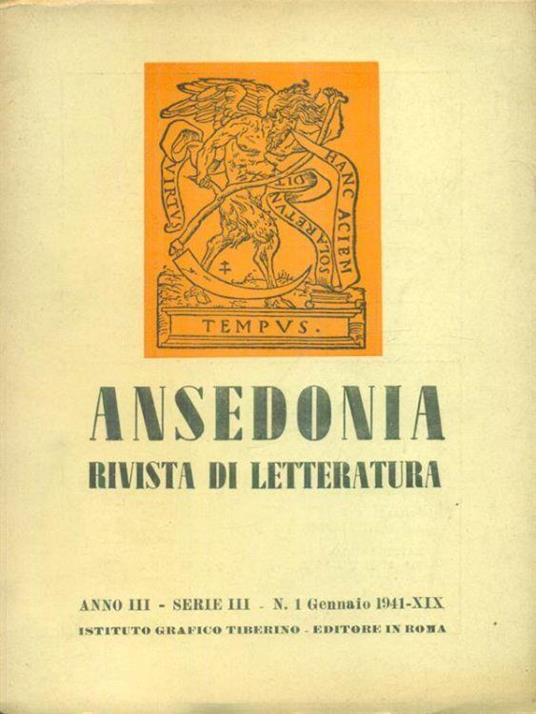 Ansedonia n. 1/gennaio 1941 - copertina