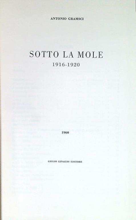 Sotto la mole 1916-1920 - Antonio Gramsci - copertina