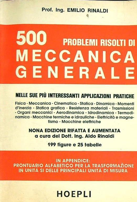 500 Problemi Risolti di Meccanica Generale - Emilio Rinaldi - copertina